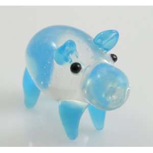  Hippo/Hippopotamus Blue glass Figurine approx. 1 inch 