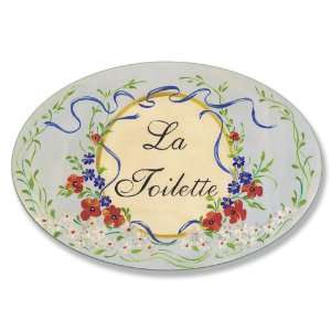  Blue with Yellow Circle La Toilette Oval Bath Plaque