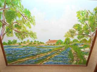   bluebonnet/bluebonnets painting,R.Bueche,Texas country scene  