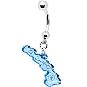  Light Blue State of Hawaii Belly Ring: Jewelry