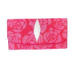   Clutch Wallet from Thailand / Red with Lovely Roses 