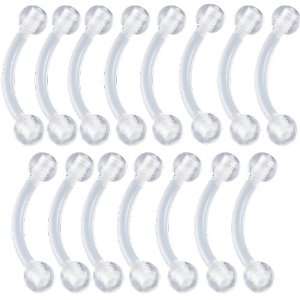 16 gauge (1.2mm), 7mm long  Clear Flexible UV Acrylic eyebrow lip bars 