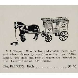   Ad Toy Wooden Milk Wagon Metal Chassis Body Horse   Original Print Ad
