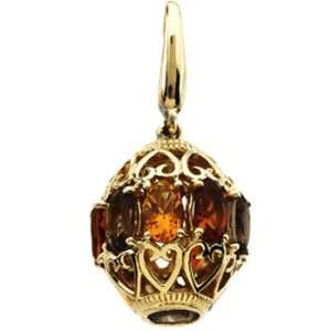  14K Yellow Gold Genuine Multicolor Gemstone Charm: Jewelry