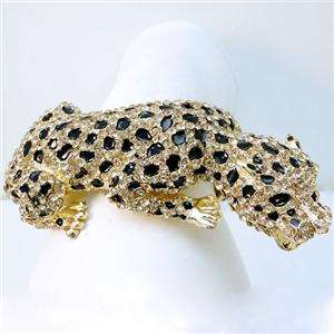 Yellow Big Leopard Bracelet Bangle Swarovski Crystal Animal Panther 