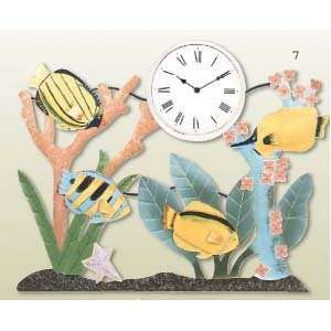   Multicolored metal tropical design wall clock[1522]: Home & Kitchen