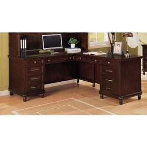  Keystone L Shaped Desk in Tawny Brown