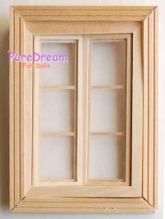 12 Dollhouse Wooden Window Frame Double opening 6 Light Homework 