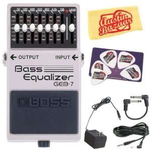  Boss GEB 7 Bass Equalizer Pedal Bundle with AC Adapter, 10 Foot 