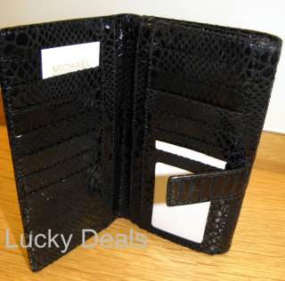  python embossed leather brookville large carryall wallet in black 