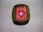 HANDPAINTED BLACK LACQUER TRINKET BOX Heart on cover