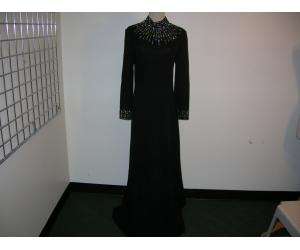 ST. JOHN Black Jeweled Long Knit Gown 8 STUNNING  