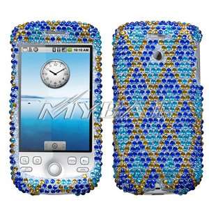  HTC My Touch 3G Blue Rhombic Plaid Diamond Protector Cover 