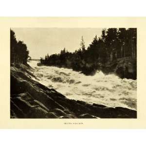  1911 Print Imatra Cascade Finland Landscape Bridge Pine 