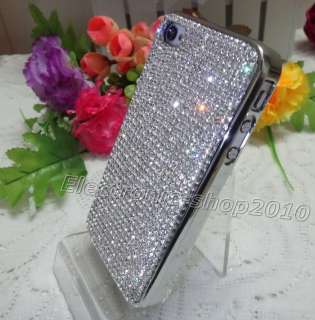 Handmade Bling Bling Swarovski Crystal Silver Chrome Case For iPhone 4 