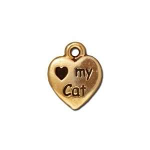  12mm Antique Gold Love My Cat Pewter Charms by Tierracast 