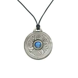  Wheel of Taranis Pendant with Blue Cz Gem   L7 Jewelry