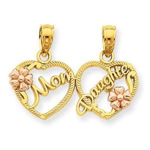  14k Two Tone Mom   Daughter Breakable Hearts Pendant: West 