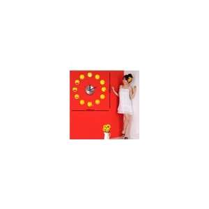   & Decor Wall Sticker Decals   Clock (Red and Yellow): Home & Kitchen