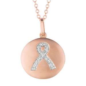   TDW Diamond Round Breast Cancer Awareness Ribbon Disc Pendant: Jewelry