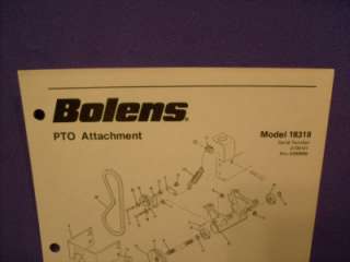 bolens pto attachment parts list model 18318 search