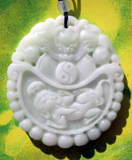 Chinese Jade Dragon Tai Ji Pi Xiu Coin Amulet Pendant  