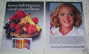 1975 Bonne Bell fruit Lip Smackers Cute GIRL 2 PAGE AD  