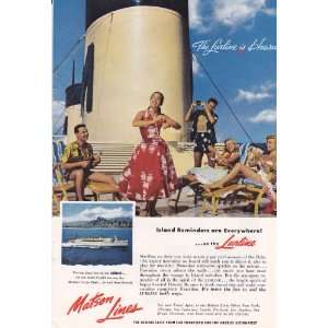  1955 Ad Matson Lines Hawaii Lurline Vintage Travel Print 