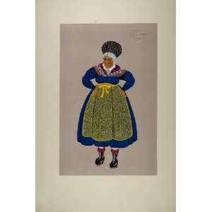   Woman Costume Dress Briancon   Orig. Print (Pochoir): Home & Kitchen