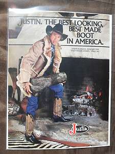   Ad JUSTIN Western Cowboy Boots STEVE KANALY from DALLAS TV SHOW  