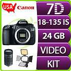 Canon 7D With 18 135mm 18 135 IS 25 PIECE PRO KIT 16GB  