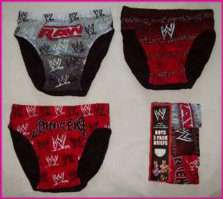WWE   3 Pk BOYS Underwear BRIEFS UNDIES World Wrestling Sz 6   8 or 8 