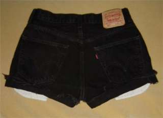   Jeans Vtg BLACK DENIM High Waist Waisted CUT OFF SHORTS Grunge W30 M L