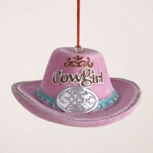 Club Pack of 12 Bubblegum Pink Cowgirl Hat Christmas Ornaments 3 