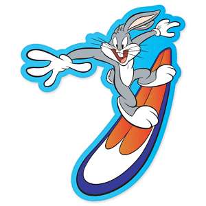 Surfing Bugs Bunny cartoon bumper sticker 5 x 4  