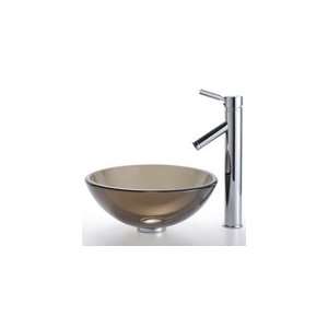   Glass Single Tone 14 inch Glass Bathroom Sink and Sheven Faucet Combo