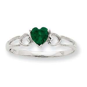  14k White Gold Emerald Birthstone Ring Jewelry