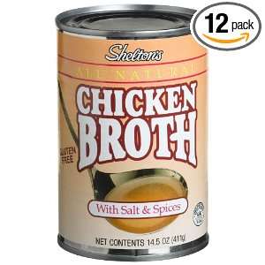 Sheltons Chicken Broth with Salt & Spices, 14.5 Ounce Cans (Pack of 
