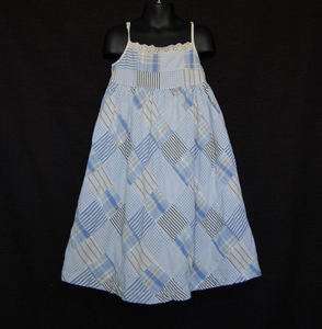   Girl Sand & Sky Blue Patchwork Plaid Dress size 6 7 Small Child Summer