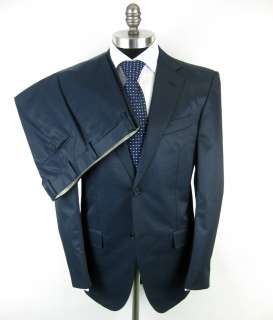 New CARUSO Italy Metallic Blue 2Btn Flat Front Suit 52 42R 42L 40R NWT 