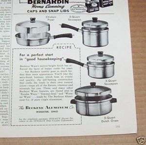 1953 Buckeye Aluminum cookware Wooster Ohio VINTAGE AD  
