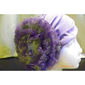   Fancy Party Headwear Turban Bonnet Hijab lavender Hat: Everything Else