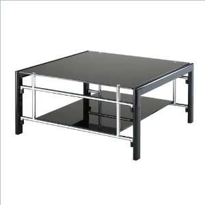  Powell Gloss Black and Gloss Silver Square Cocktail Table 
