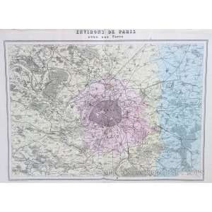  Vuillemin Map of Paris and Suburbs (1886): Office Products