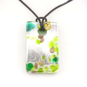   Rectangle Silver Foil Pendant   Camilla Green/Silver Style2: Jewelry