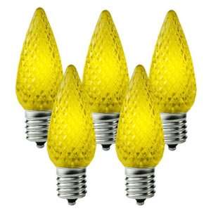  C9 LED   Yellow   Faceted Finish   Intermediate Base   Christmas 