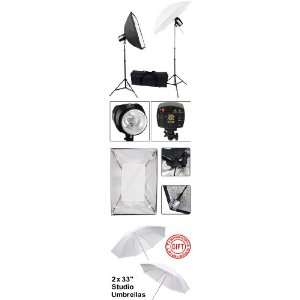   32 Umbrella Flash Studio Lighting 2 Strobe Lights Kit: Camera & Photo