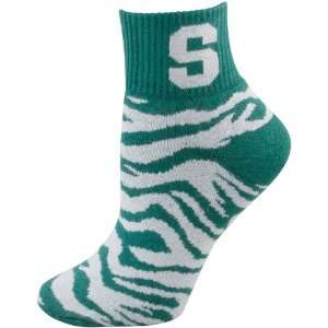 Michigan State Spartans Ladies Green White Tiger Stripe Quarter Socks