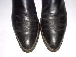 Vintage JUSTIN Men BLACK Leather STOVEPIPE Cowboy RANCH WORN WESTERN 
