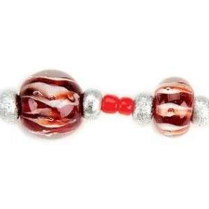  Blue Moon Eye Glass Strung Beads   7 Inch Strand/Red Arts 